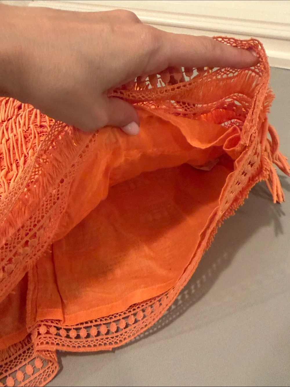 Anthropologie Let Me Be Fringed Tube Mini Dress in Bright Orange Size XS - Picture 7 of 8